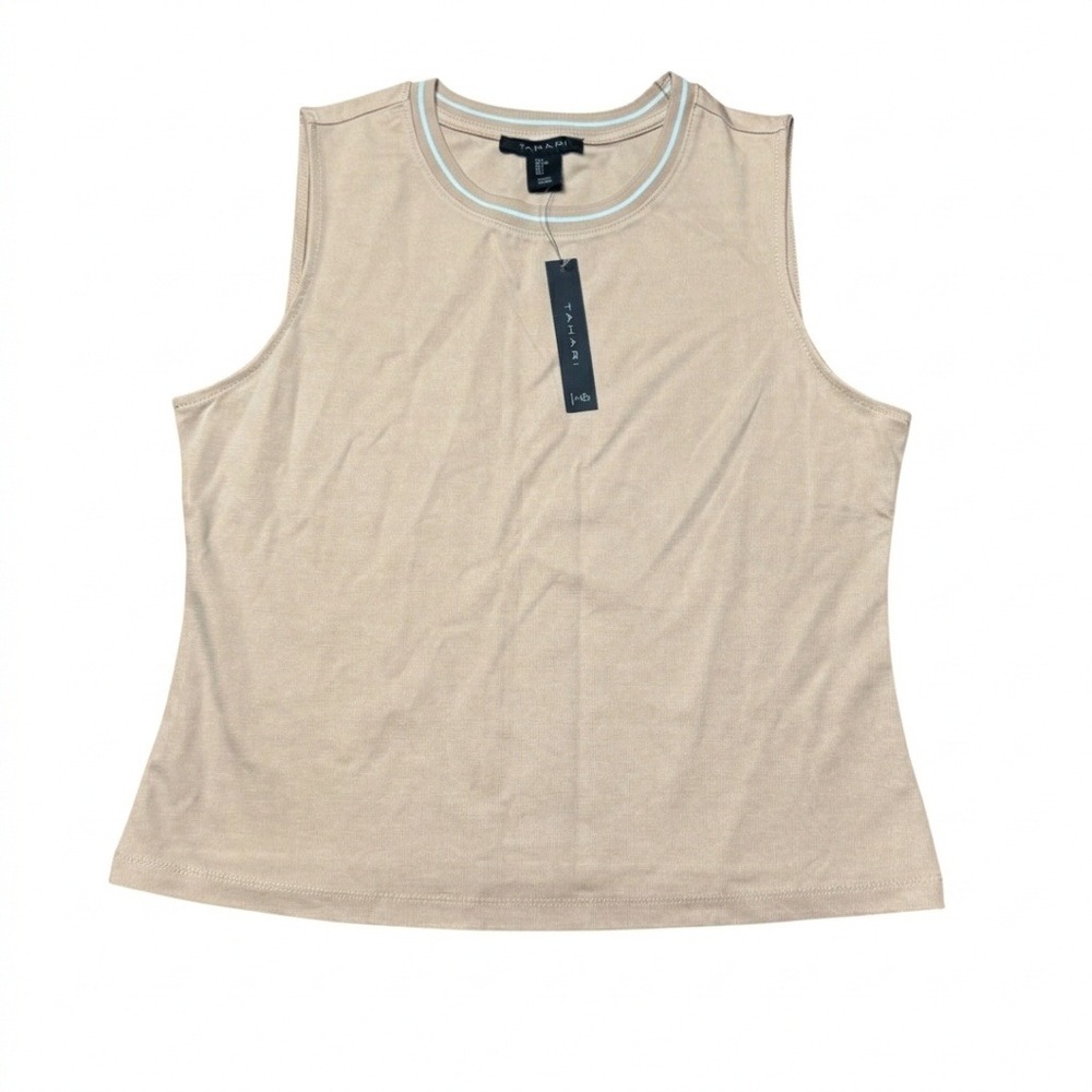 NWT Tahari Tank Top Womens Small Tan Preppy Old Money Minimalist Neutral Capsule